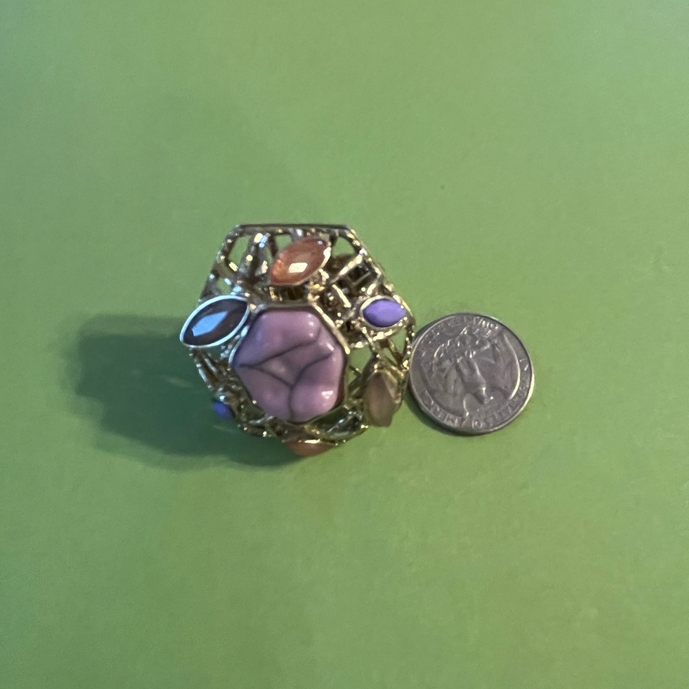 Lavender And Multicolored Bead Statement Stretch … - image 7